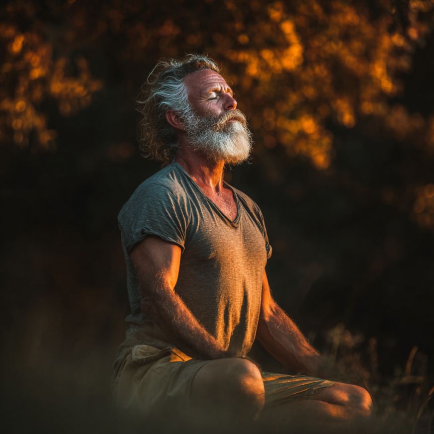 Літня жінка виконує йогу